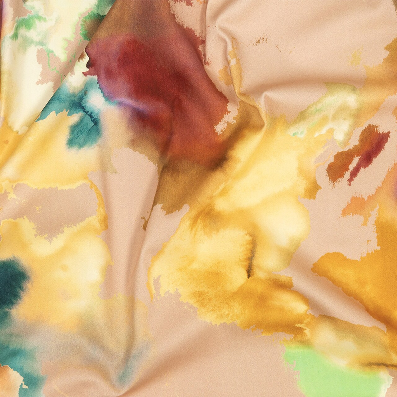 1 Yard Rainbow Painterly Abstract Stretch Cotton Sateen Fabric Fresco Print 55 inch Width